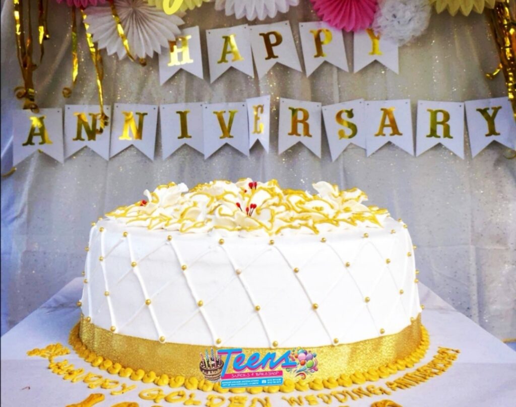 Gold anniversary cake